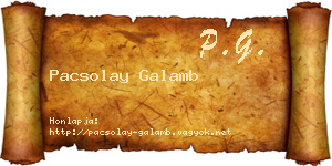 Pacsolay Galamb névjegykártya